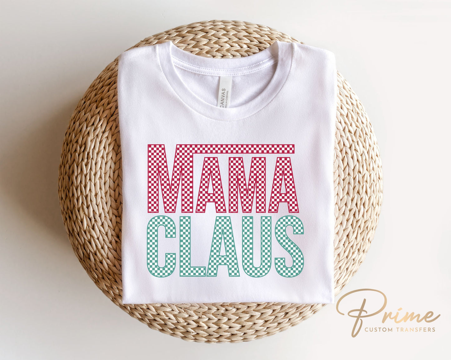 DTF Transfers, Ready to Press, T-shirt, Custom, Heat Transfer, Direct to Film, Christmas, Holiday, Checkered, Retro, Mom, Mama Claus