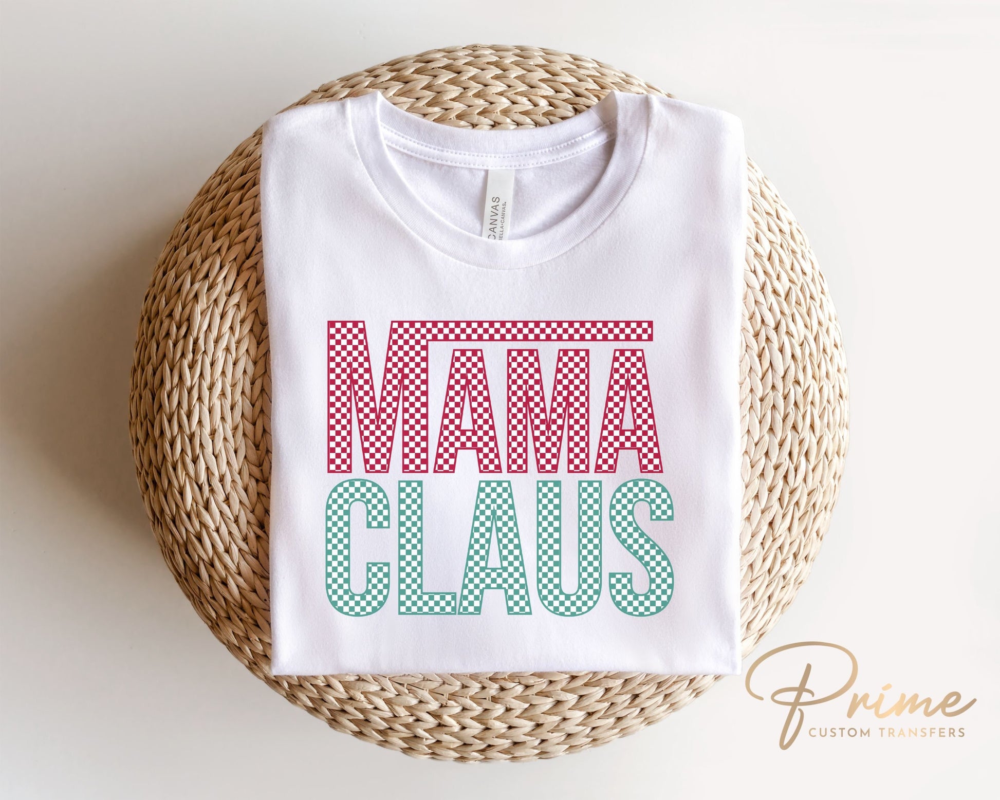 DTF Transfers, Ready to Press, T-shirt, Custom, Heat Transfer, Direct to Film, Christmas, Holiday, Checkered, Retro, Mom, Mama Claus