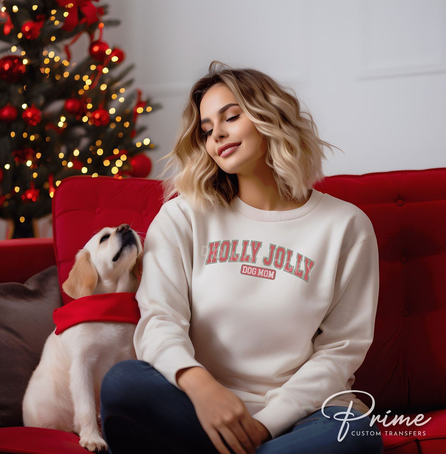 DTF Transfers, Ready to Press, T-shirt Transfers, Heat Transfer, Direct to Film, Custom, Christmas, Pets, Mama, Holly Jolly Dog Mom