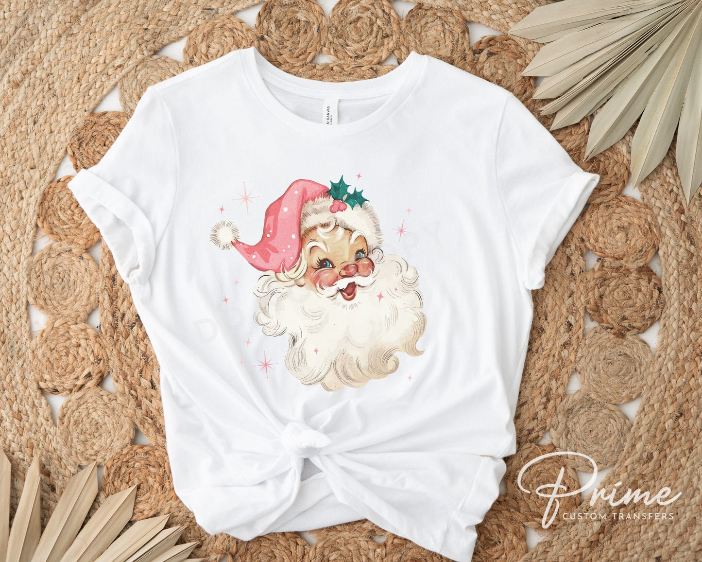 DTF Transfers, Ready to Press, T-shirt Transfers, Heat Transfer, Direct to Film, Christmas, Holiday, Cute, Vintage Pink Vintage Santa Claus