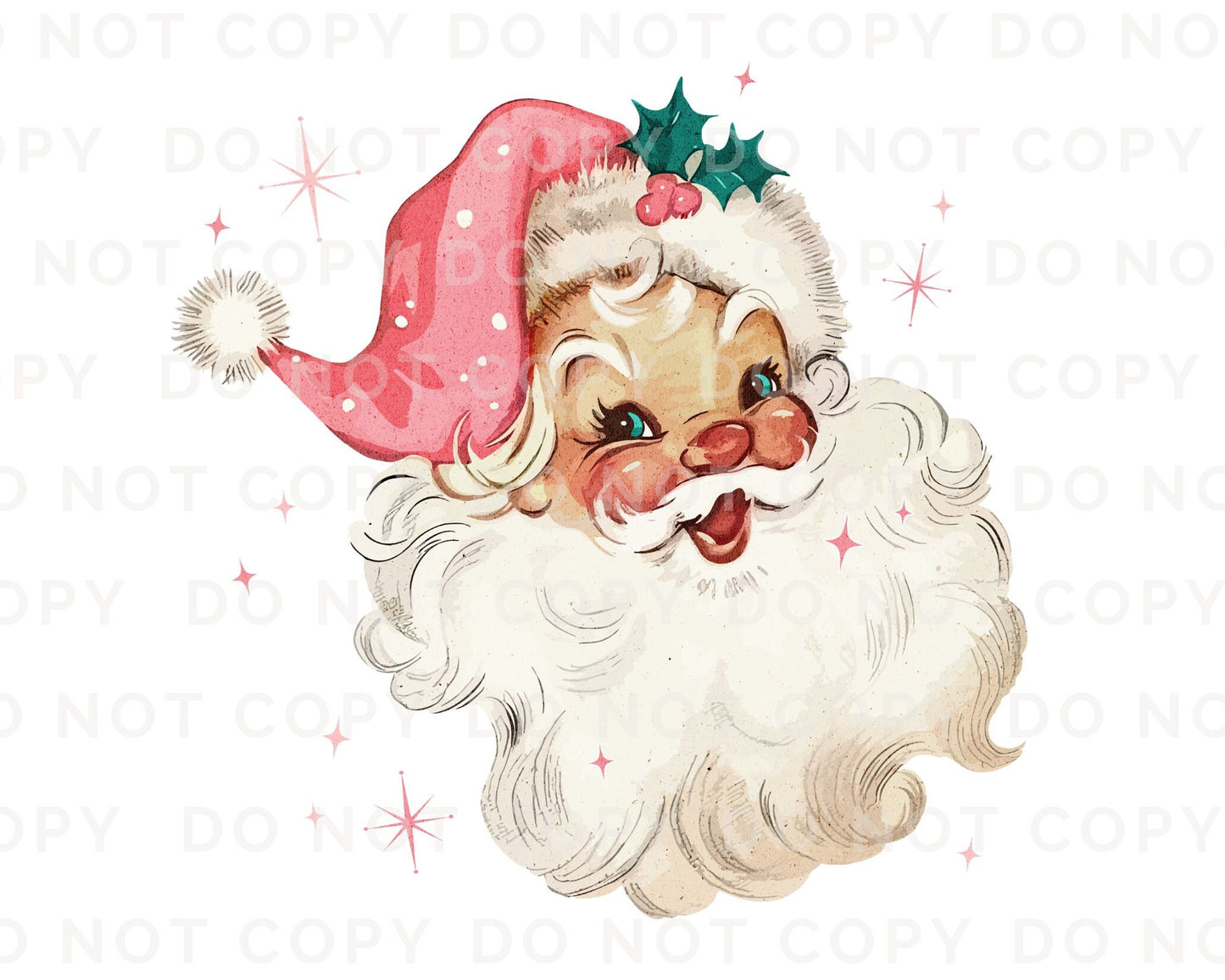 DTF Transfers, Ready to Press, T-shirt Transfers, Heat Transfer, Direct to Film, Christmas, Holiday, Cute, Vintage Pink Vintage Santa Claus