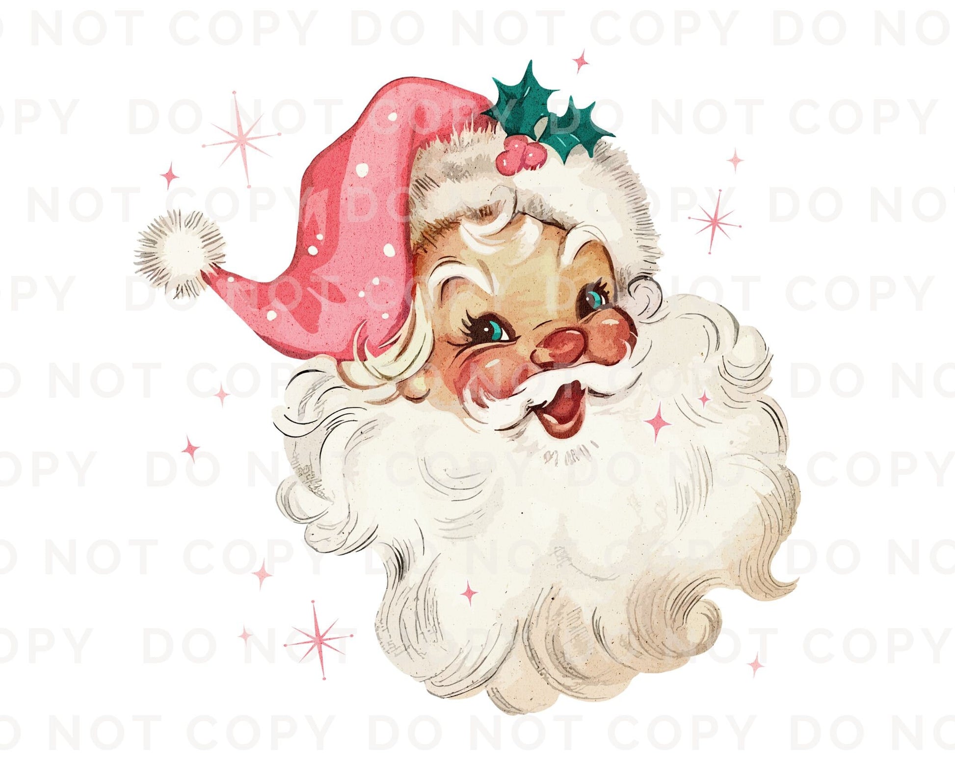 DTF Transfers, Ready to Press, T-shirt Transfers, Heat Transfer, Direct to Film, Christmas, Holiday, Cute, Vintage Pink Vintage Santa Claus