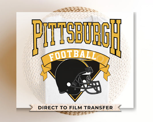 Football DTF Transfers, Ready to Press, T-shirt Transfers, Heat Transfer, Direct to Film, Full Color, Vintage Style, Pittsburgh Football