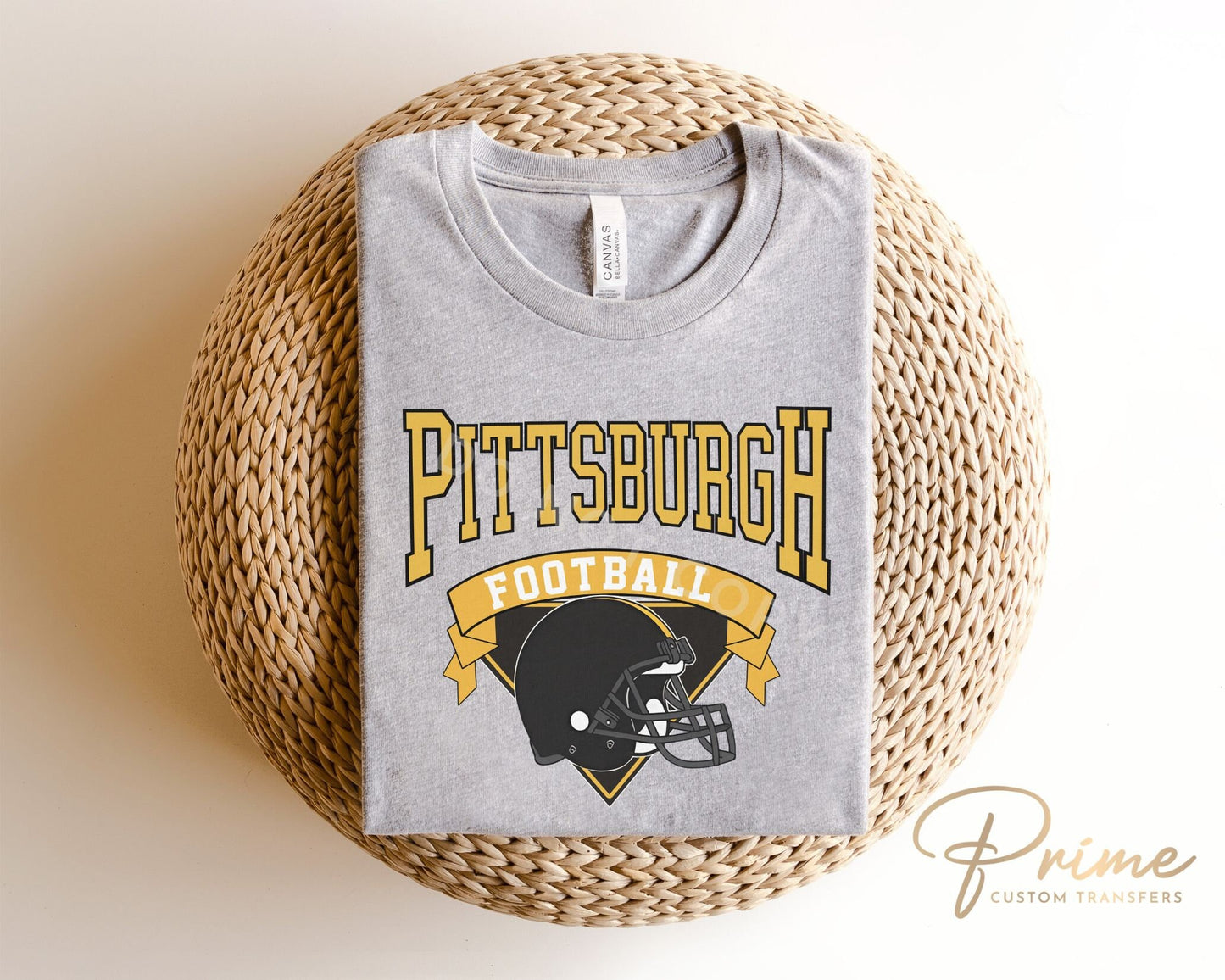 Football DTF Transfers, Ready to Press, T-shirt Transfers, Heat Transfer, Direct to Film, Full Color, Vintage Style, Pittsburgh Football