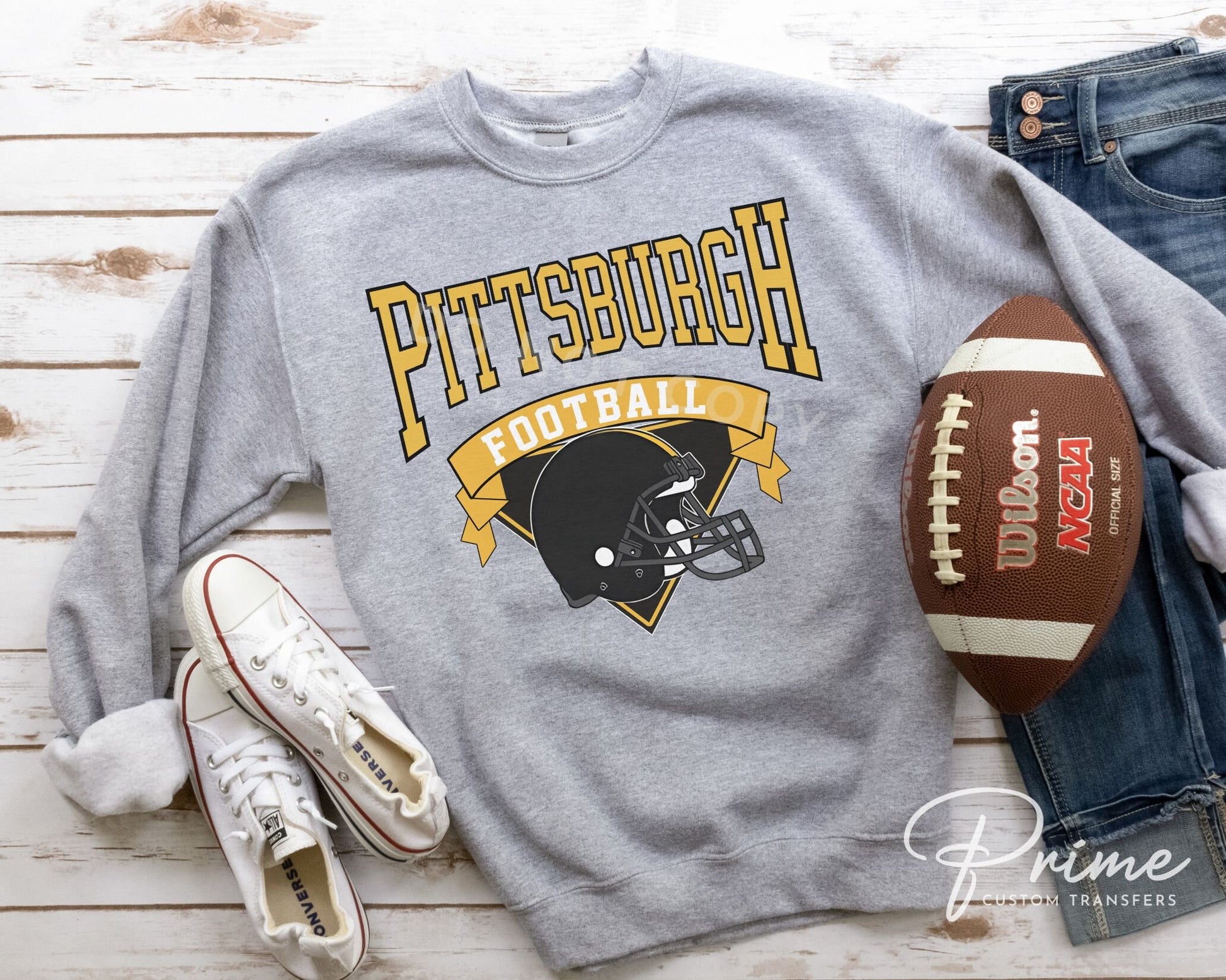 Football DTF Transfers, Ready to Press, T-shirt Transfers, Heat Transfer, Direct to Film, Full Color, Vintage Style, Pittsburgh Football