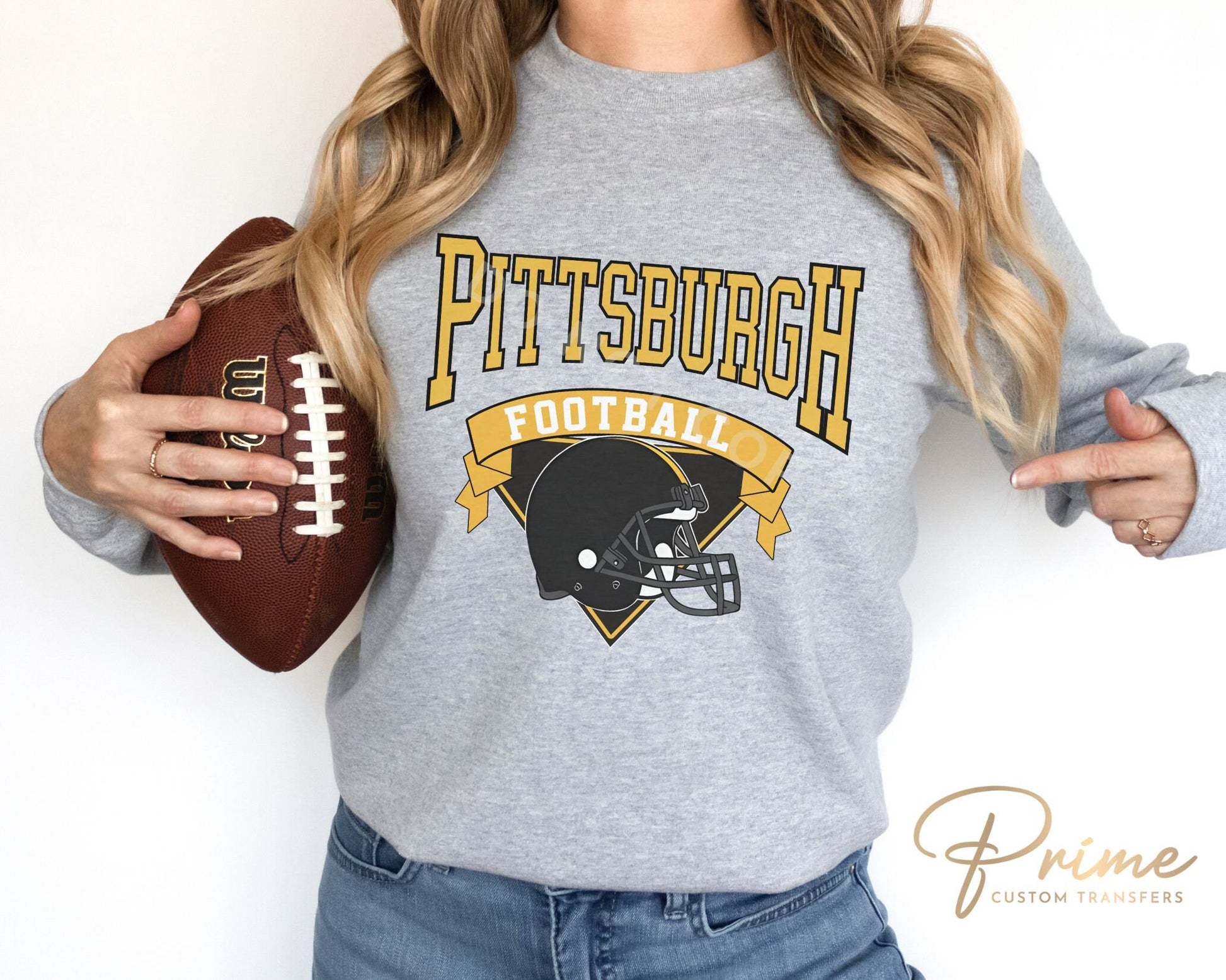 Football DTF Transfers, Ready to Press, T-shirt Transfers, Heat Transfer, Direct to Film, Full Color, Vintage Style, Pittsburgh Football