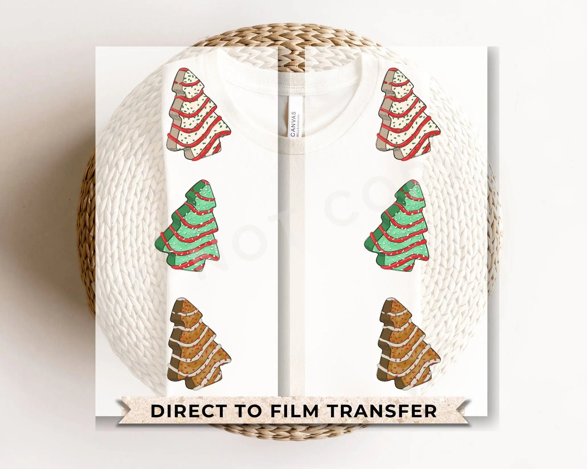 DTF Transfers, Ready to Press, T-shirt Transfers, Heat Transfer, Direct to Film, Holiday, Tumbler, Snack, Christmas Tree Cake Shirt Sleeves