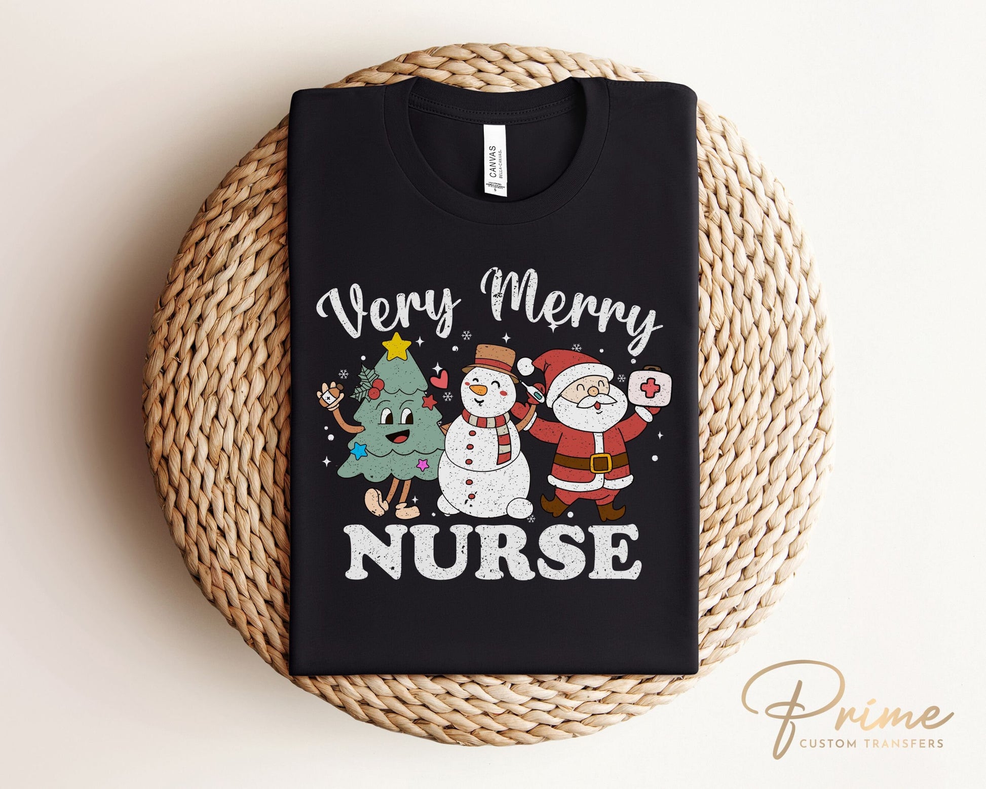 DTF Transfers, Ready to Press, T-shirt Transfers, Heat Transfer, Direct to Film, Hospital, Medical, Very Merry Nurse Retro Christmas