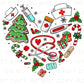 DTF Transfers, Ready to Press, T-shirt Transfers, Heat Transfer, Direct to Film, Hospital, Medical, Doctor Nurse Heart Doodle Collage