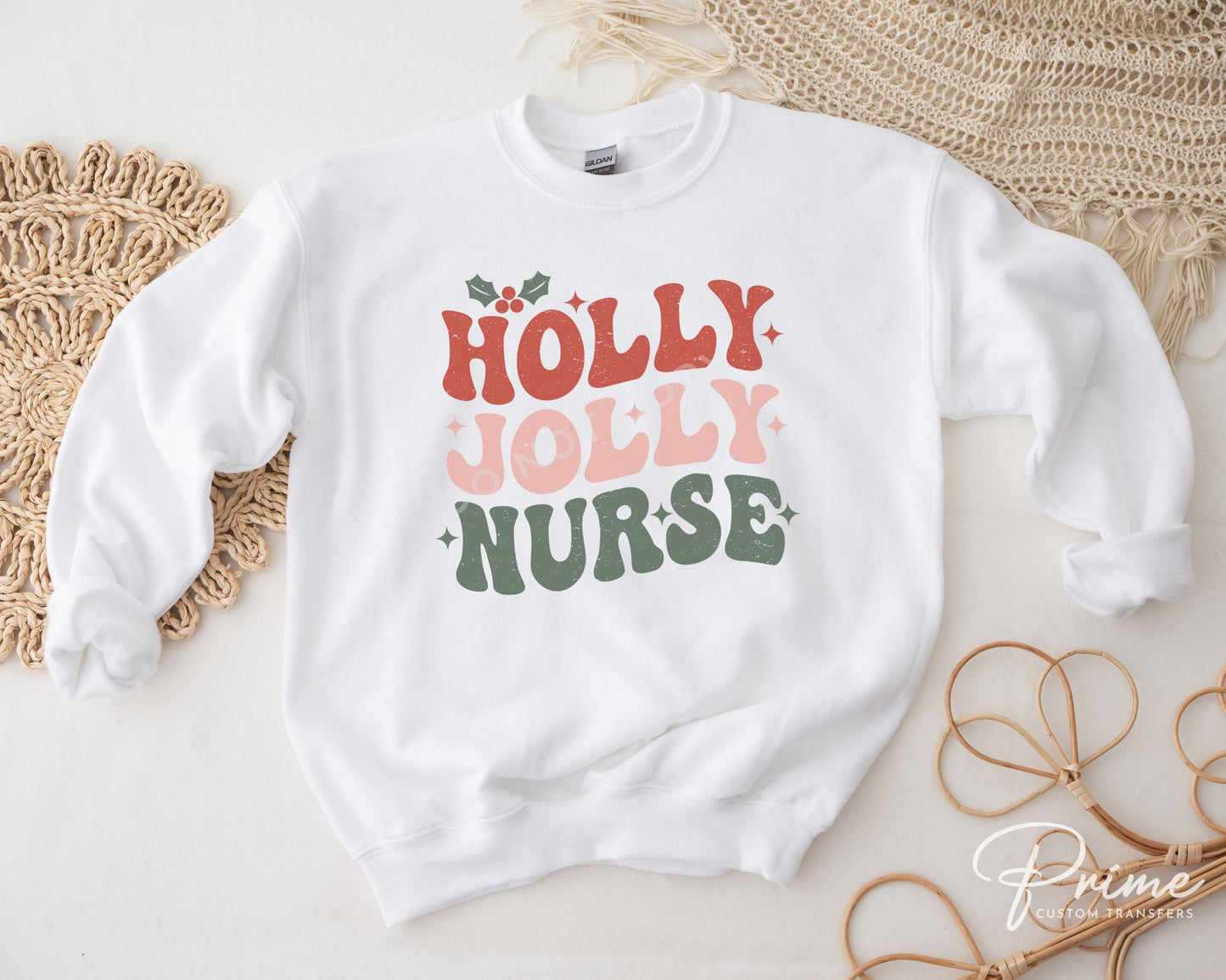 DTF Transfers, Ready to Press, T-shirt Transfers, Heat Transfer, Direct to Film, Hospital, Medical, Holly Jolly Nurse