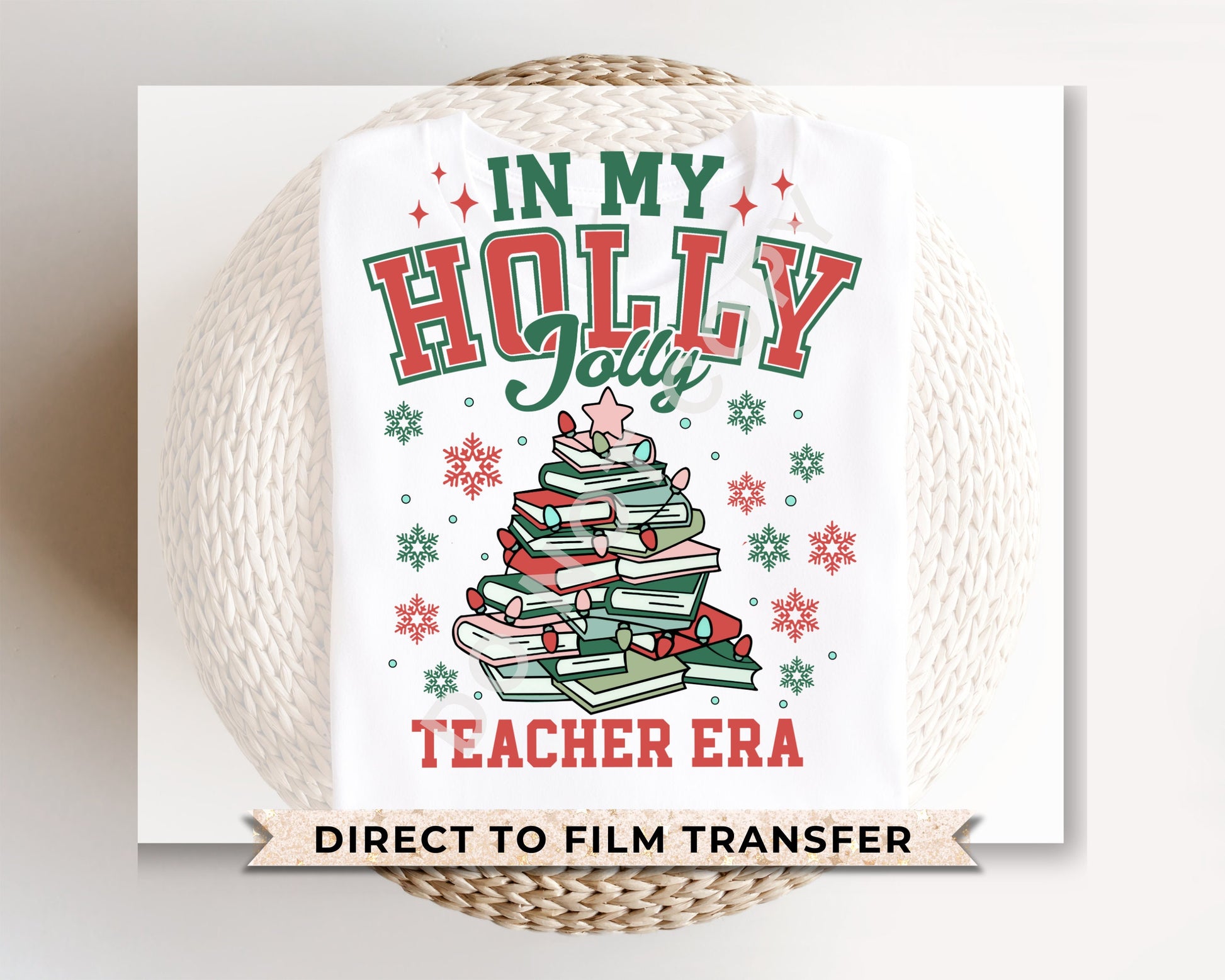 Christmas DTF Transfer, Ready to Press, T-shirt Transfer, Heat Transfer, Direct to Film, Holiday, Teacher Gift, School, Book Christmas Tree