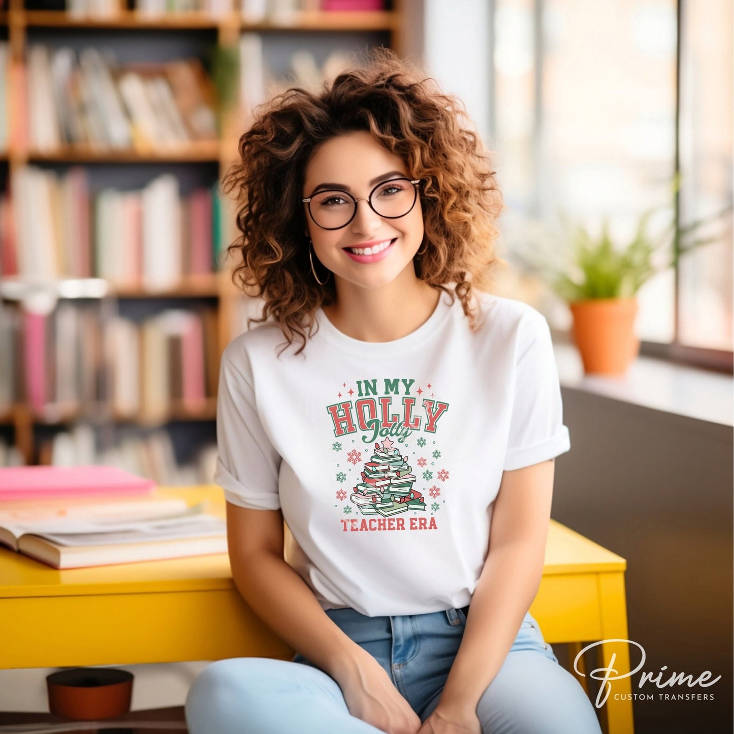 Christmas DTF Transfer, Ready to Press, T-shirt Transfer, Heat Transfer, Direct to Film, Holiday, Teacher Gift, School, Book Christmas Tree