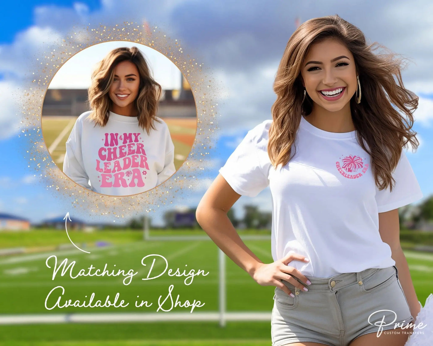 DTF Transfers, Ready to Press, T-shirt Transfers, Heat Transfer, Custom, Direct to Film, Cheerleader, In My Cheerleader Era Pocket Design
