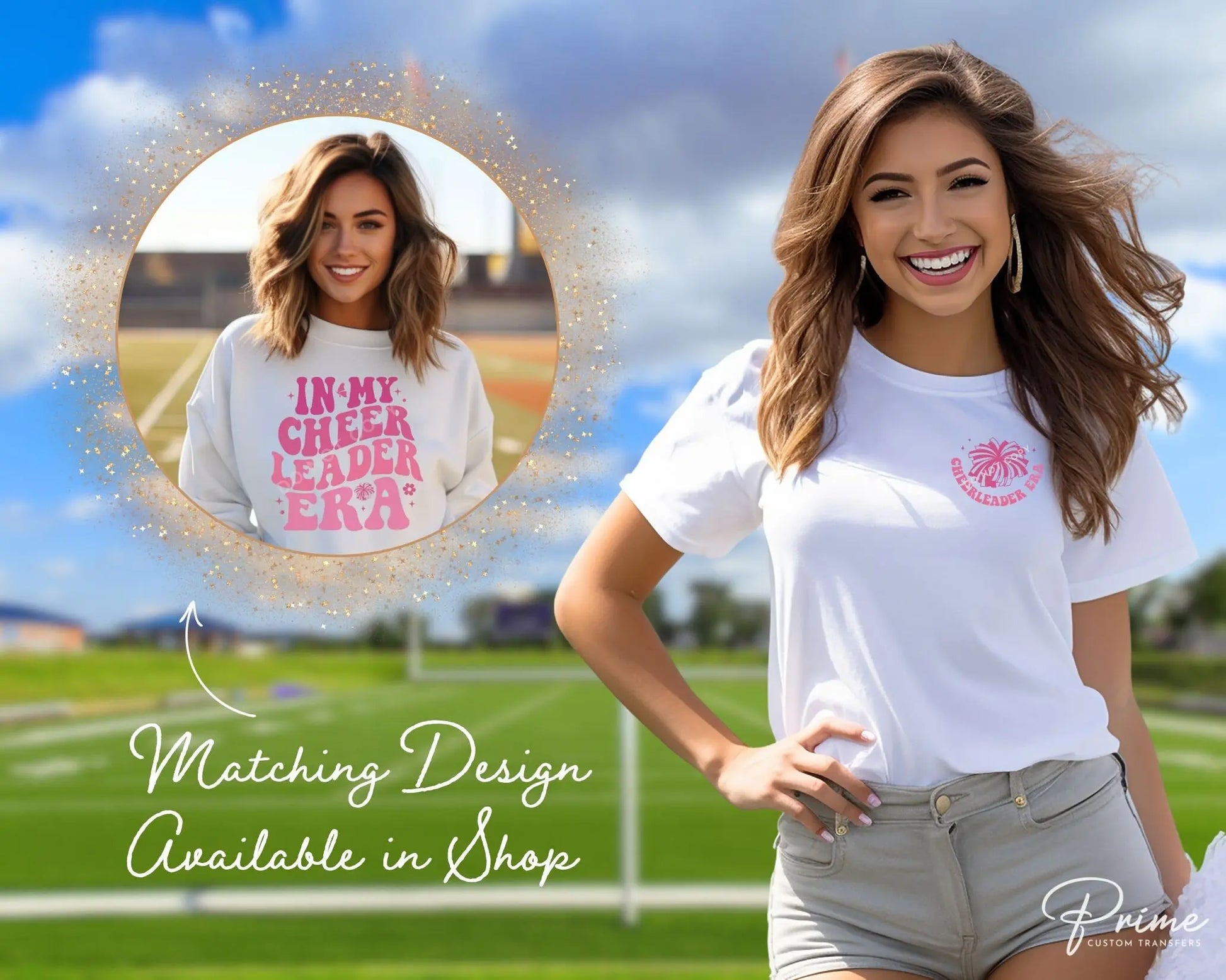 DTF Transfers, Ready to Press, T-shirt Transfers, Heat Transfer, Custom, Direct to Film, Cheerleader, In My Cheerleader Era Pocket Design