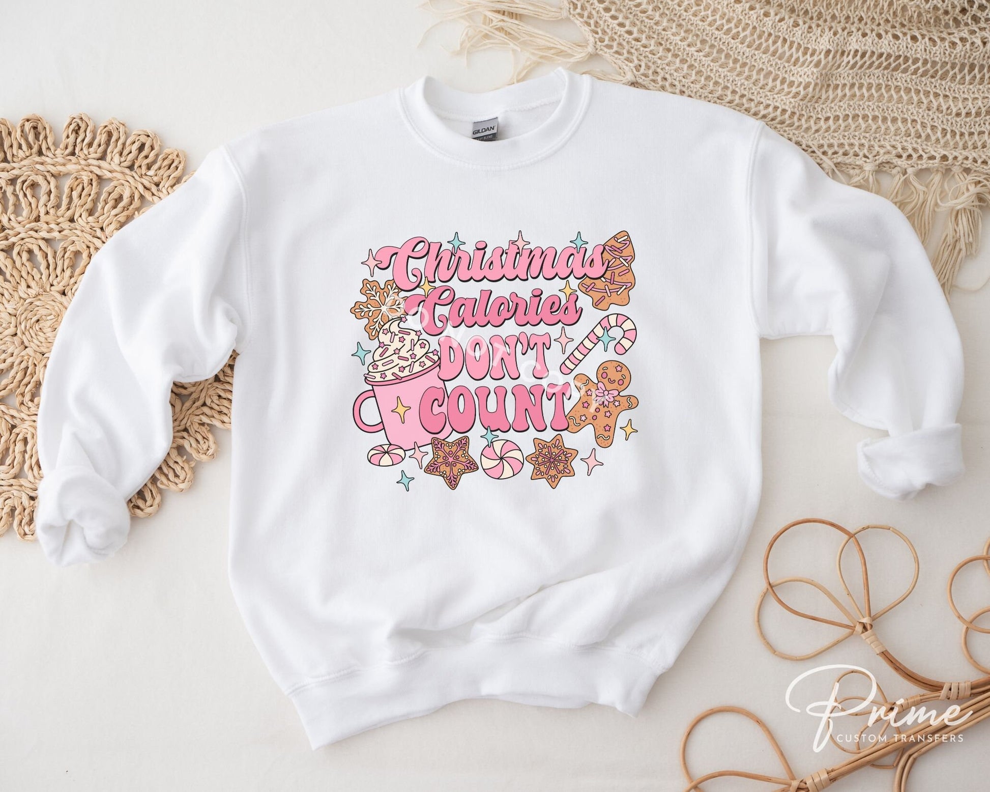 DTF Transfers, Ready to Press, T-shirt Transfers, Heat Transfer, Direct to Film, Cookie, Cocoa, Candy, Christmas Calories Don't Count