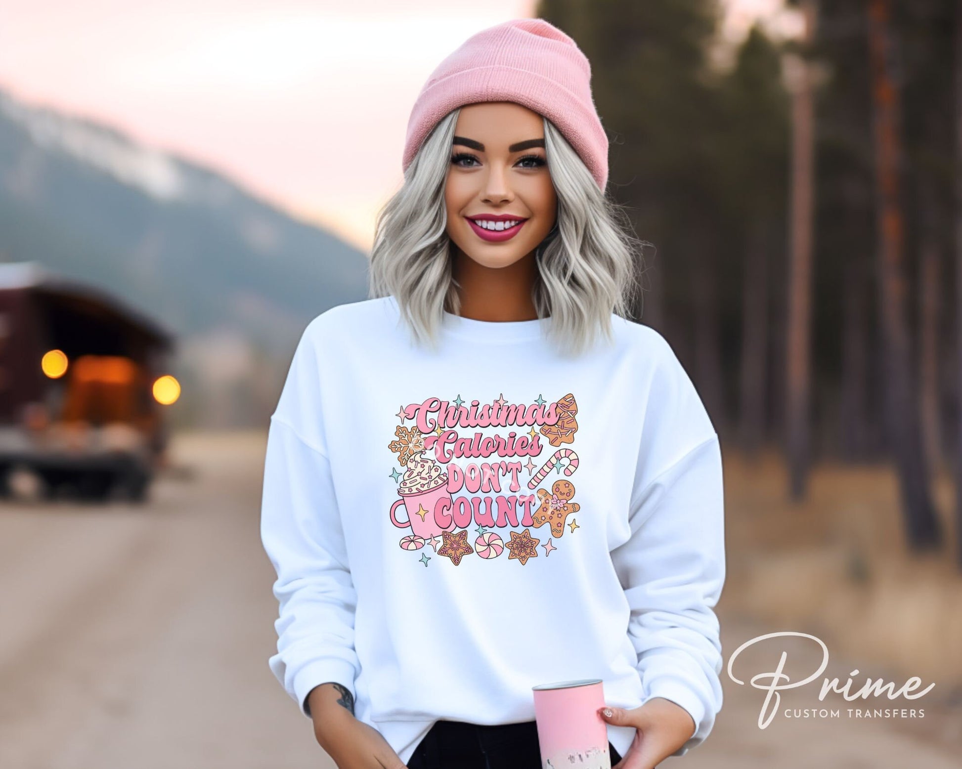 DTF Transfers, Ready to Press, T-shirt Transfers, Heat Transfer, Direct to Film, Cookie, Cocoa, Candy, Christmas Calories Don't Count