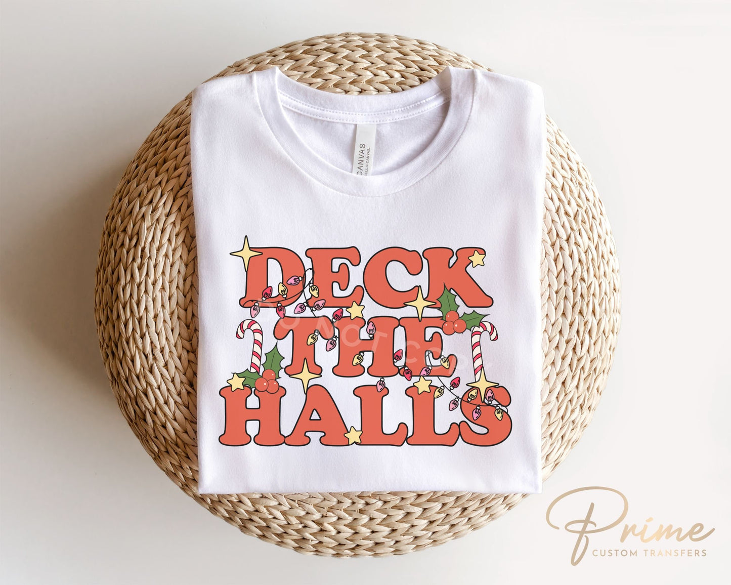 DTF Transfers, Ready to Press, T-shirt Transfers, Heat Transfer, Direct to Film, Christmas Lights, Cute, Trendy, Groovy Retro Deck The Halls