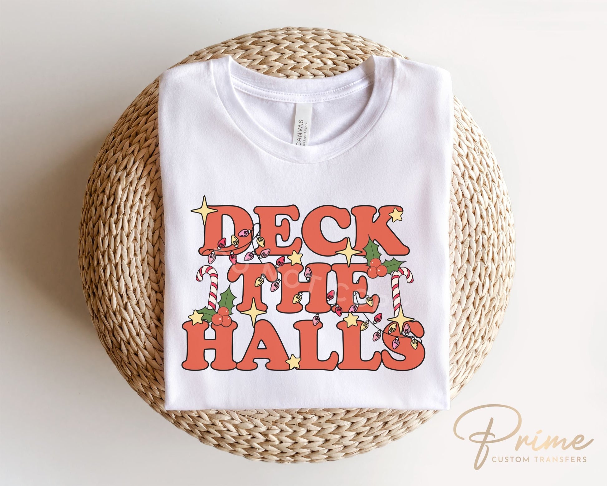 DTF Transfers, Ready to Press, T-shirt Transfers, Heat Transfer, Direct to Film, Christmas Lights, Cute, Trendy, Groovy Retro Deck The Halls