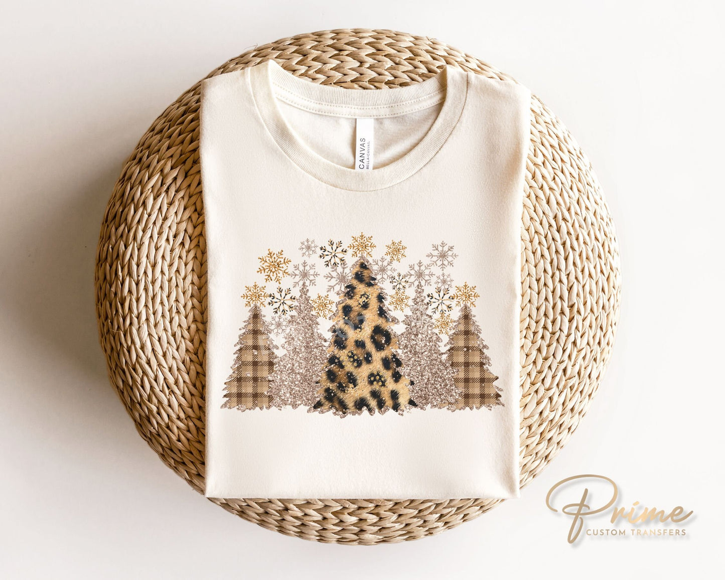 DTF Transfers, Ready to Press, T-shirt Transfers, Heat Transfer, Direct to Film, Christmas, Faux Glitter, Leopard, Sparkle Christmas Trees