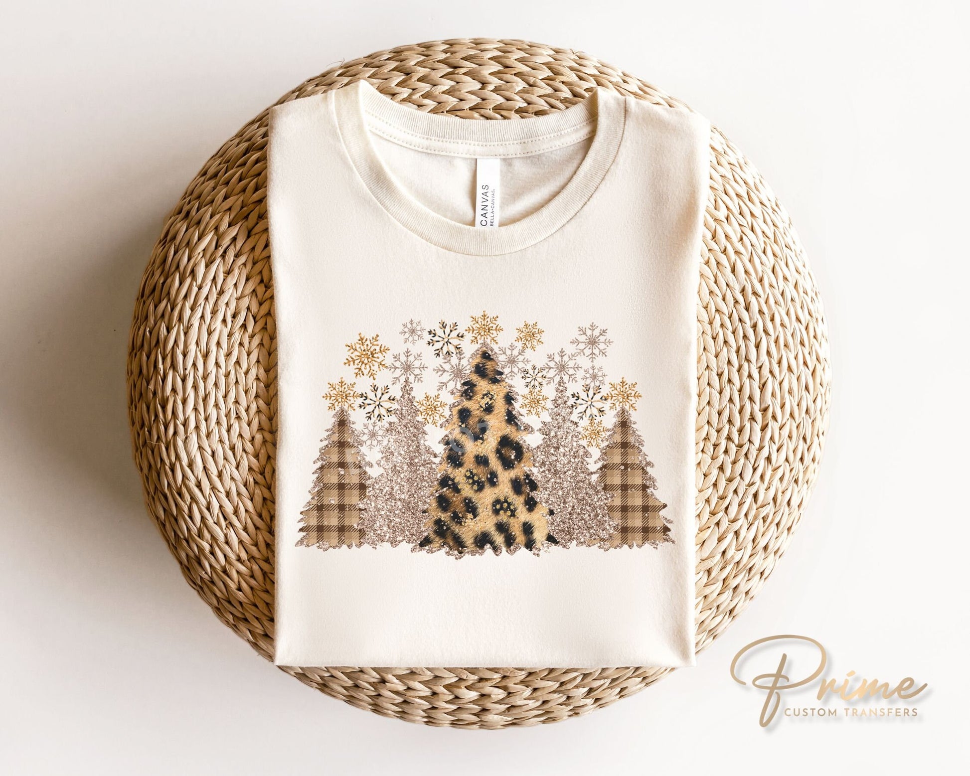 DTF Transfers, Ready to Press, T-shirt Transfers, Heat Transfer, Direct to Film, Christmas, Faux Glitter, Leopard, Sparkle Christmas Trees