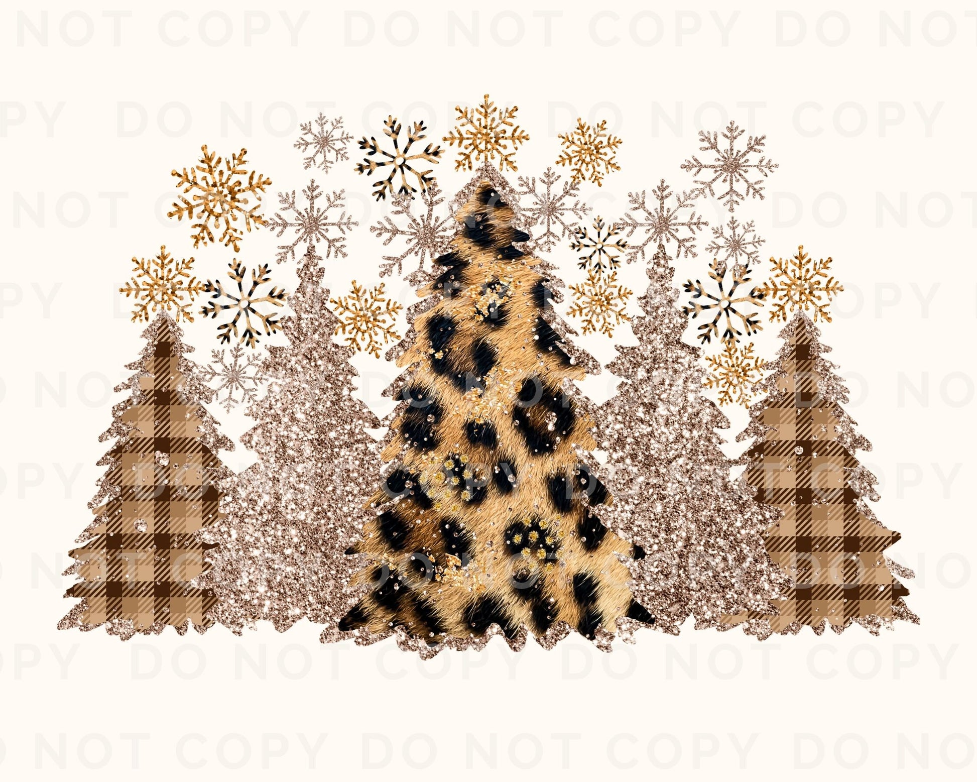 DTF Transfers, Ready to Press, T-shirt Transfers, Heat Transfer, Direct to Film, Christmas, Faux Glitter, Leopard, Sparkle Christmas Trees