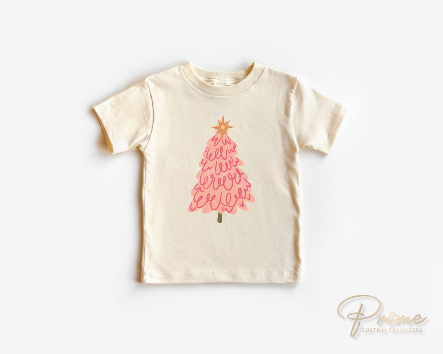 DTF Transfers, Ready to Press, T-shirt Transfers, Heat Transfer, Direct to Film, Watercolor, Girlie, Cute, Doodle Pink Christmas Tree