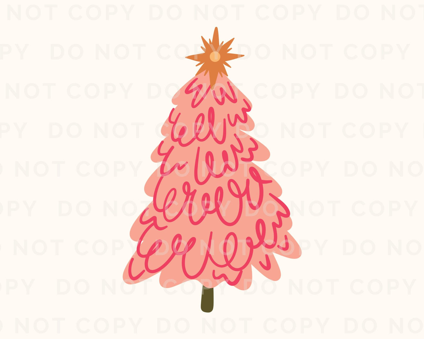 DTF Transfers, Ready to Press, T-shirt Transfers, Heat Transfer, Direct to Film, Watercolor, Girlie, Cute, Doodle Pink Christmas Tree