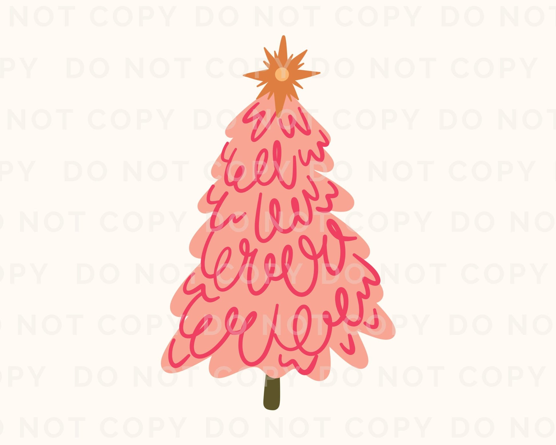DTF Transfers, Ready to Press, T-shirt Transfers, Heat Transfer, Direct to Film, Watercolor, Girlie, Cute, Doodle Pink Christmas Tree