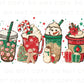 DTF Transfers, Ready to Press, T-shirt Transfers, Heat Transfer, Direct to Film, Holiday, Red Peppermint, Iced Latte, Christmas Coffees