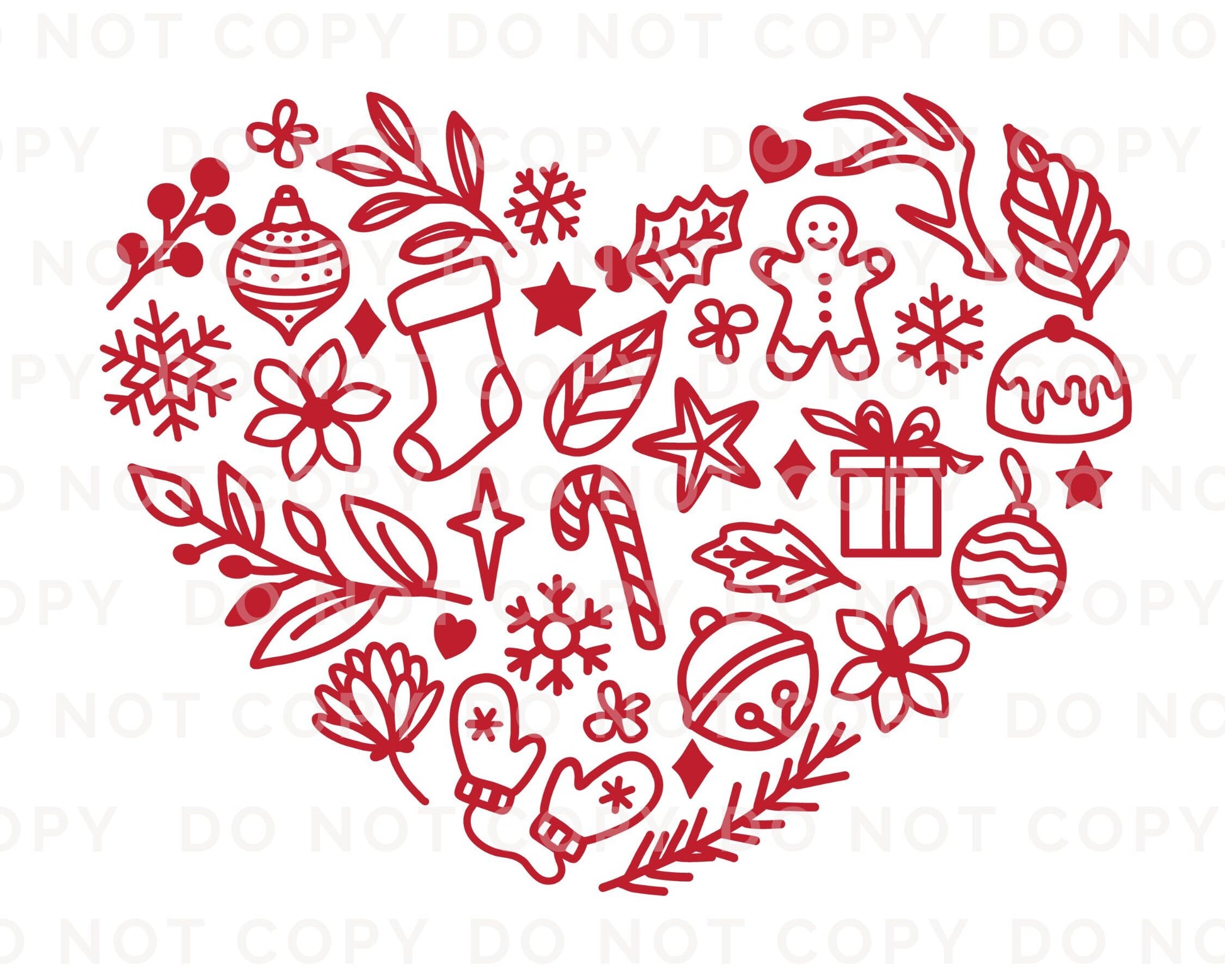 DTF Transfers, Ready to Press, T-shirt Transfers, Heat Transfer, Direct to Film, Love, Snowflake, Gingerbread, Red Christmas Heart Collage