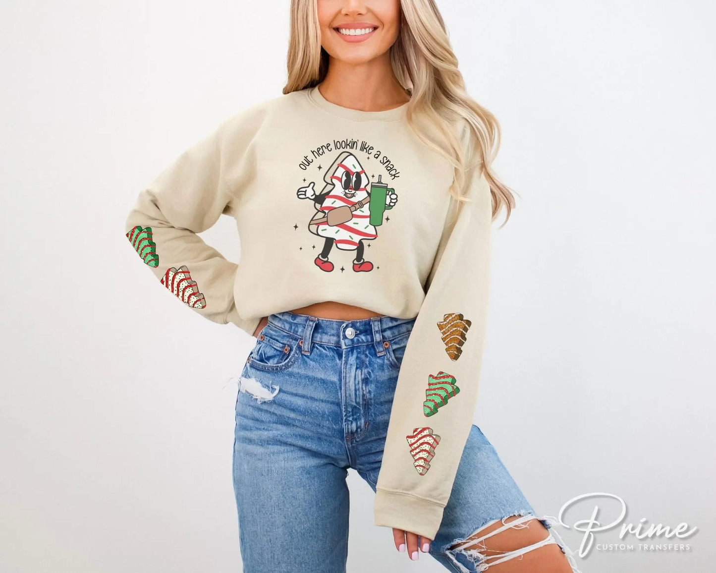 DTF Transfers, Ready to Press, T-shirt Transfers, Heat Transfer, Direct to Film, Holiday, Tumbler, Snack, Christmas Tree Cake Shirt Sleeves