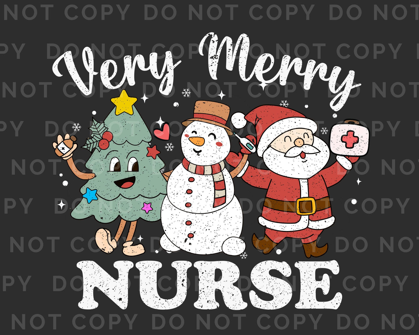 DTF Transfers, Ready to Press, T-shirt Transfers, Heat Transfer, Direct to Film, Hospital, Medical, Very Merry Nurse Retro Christmas