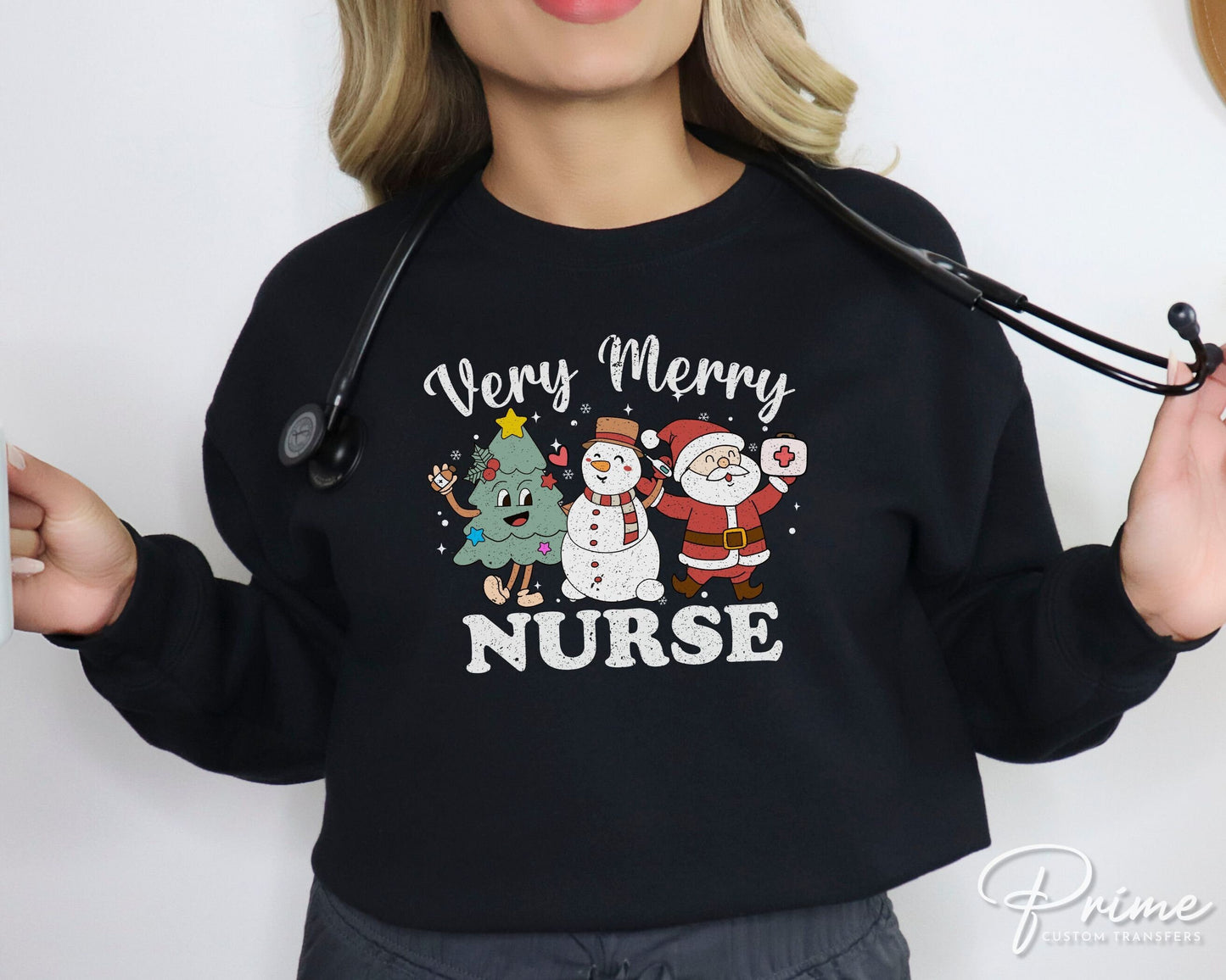 DTF Transfers, Ready to Press, T-shirt Transfers, Heat Transfer, Direct to Film, Hospital, Medical, Very Merry Nurse Retro Christmas