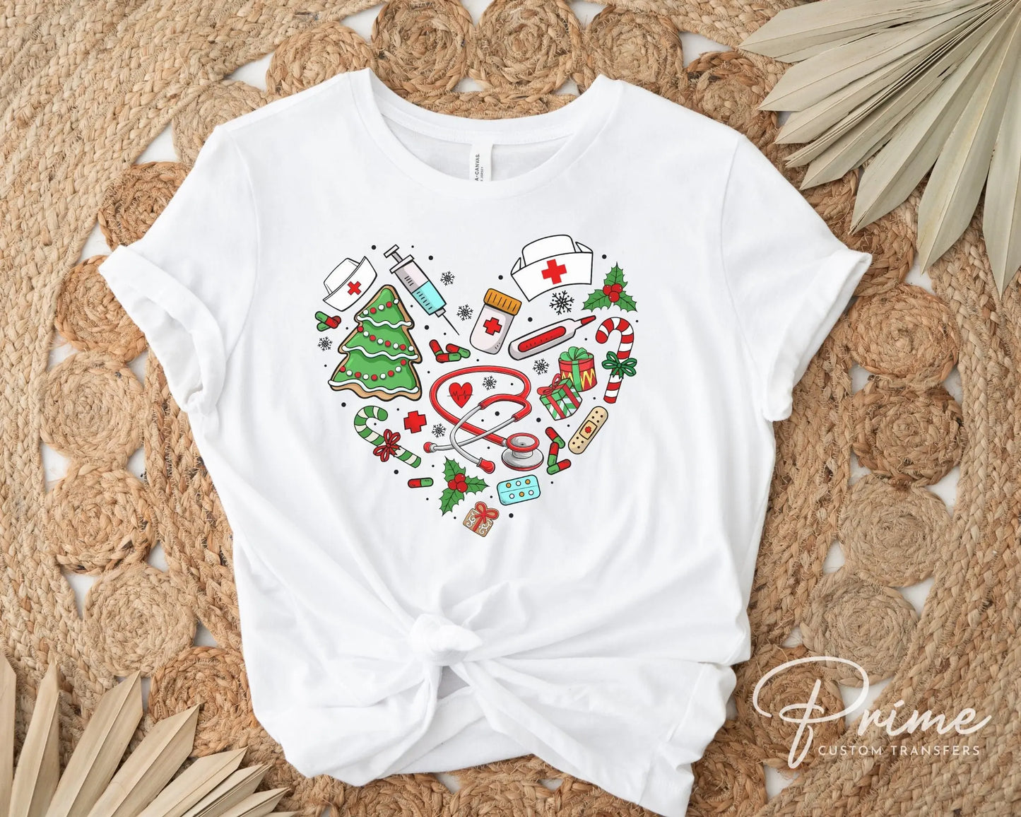 DTF Transfers, Ready to Press, T-shirt Transfers, Heat Transfer, Direct to Film, Hospital, Medical, Doctor Nurse Heart Doodle Collage