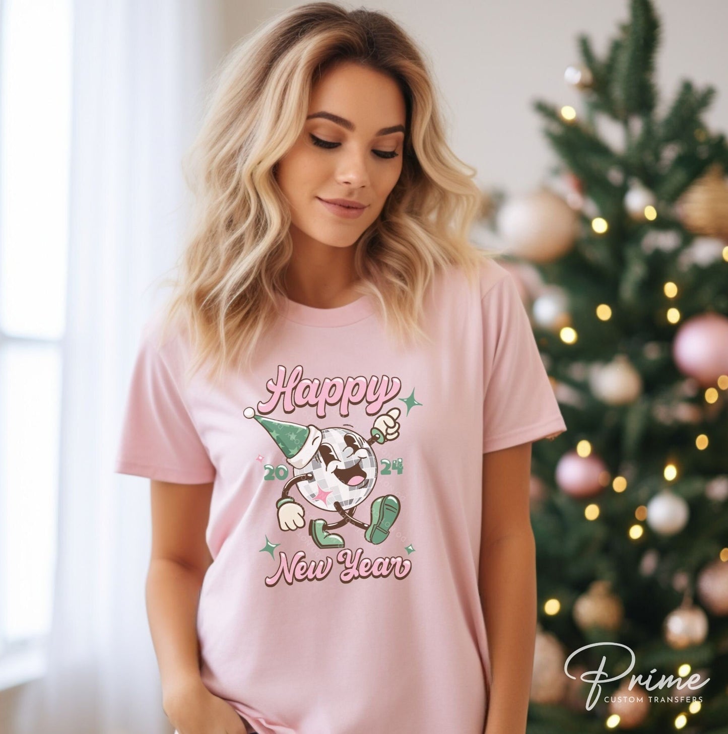 DTF Transfers, Ready to Press, T-shirt Transfers, Heat Transfer, Direct to Film, Holiday, Party, 2024, Retro Happy New Year