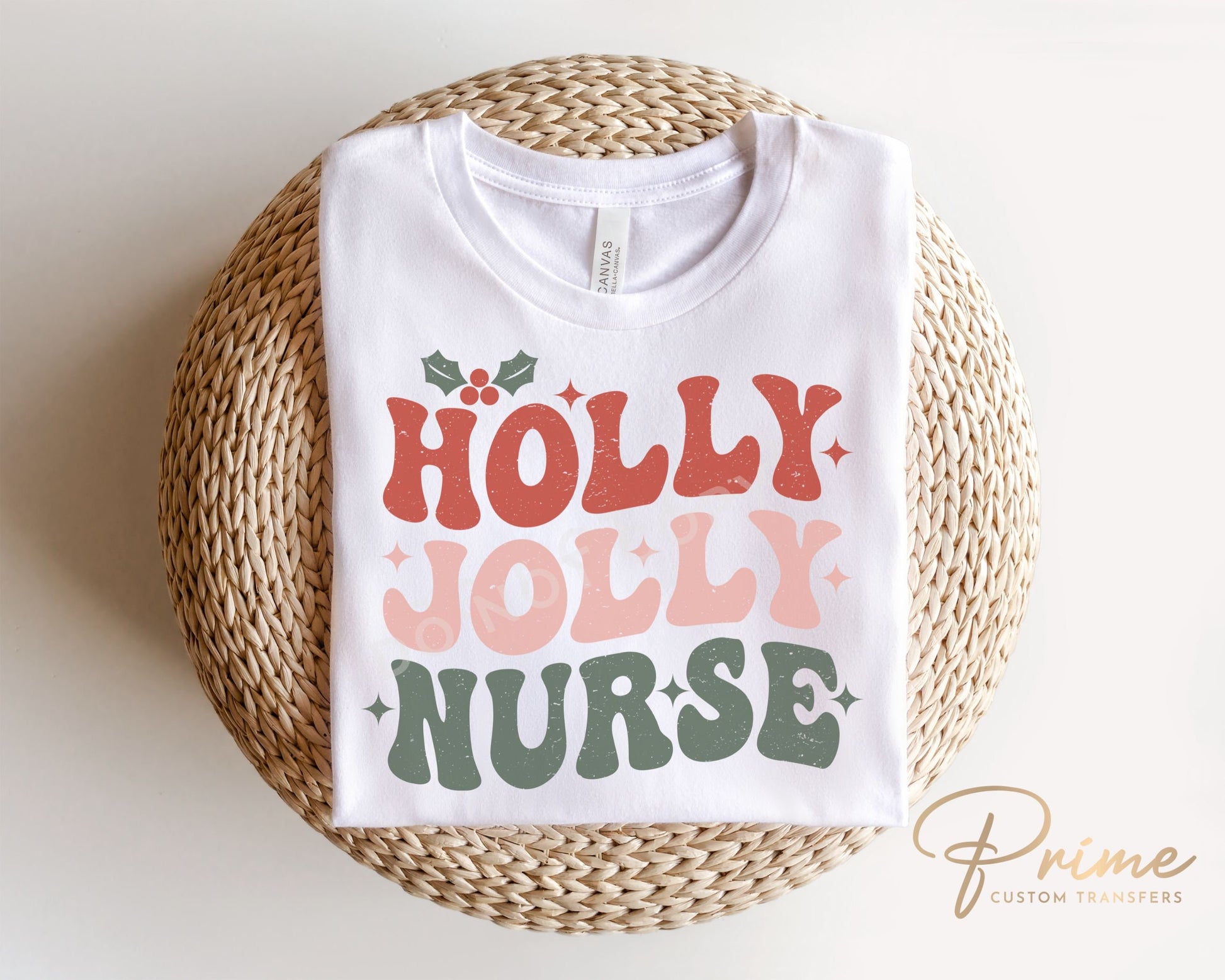 DTF Transfers, Ready to Press, T-shirt Transfers, Heat Transfer, Direct to Film, Hospital, Medical, Holly Jolly Nurse