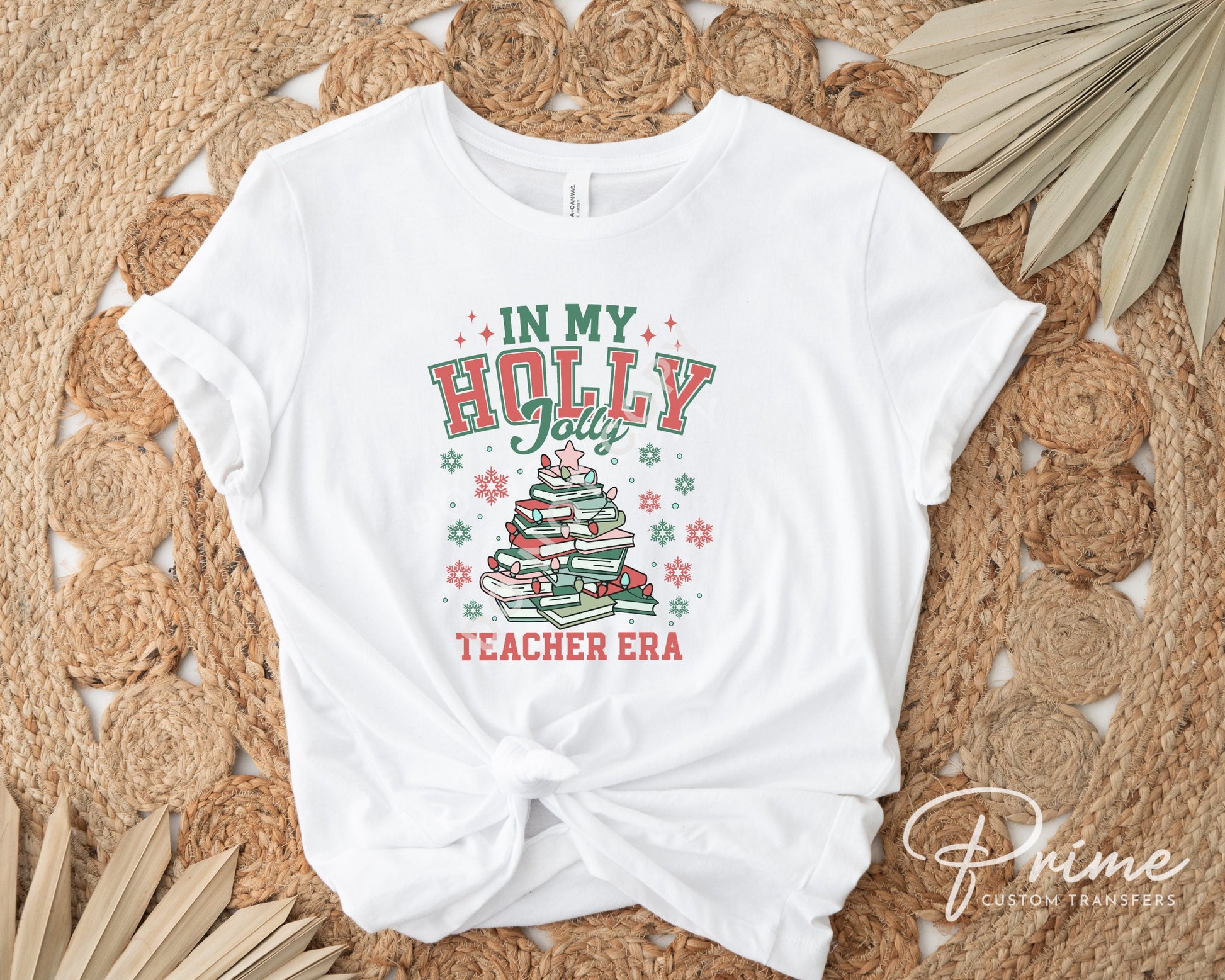 Christmas DTF Transfer, Ready to Press, T-shirt Transfer, Heat Transfer, Direct to Film, Holiday, Teacher Gift, School, Book Christmas Tree