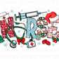 DTF Transfers, Ready to Press, T-shirt Transfers, Heat Transfer, Direct to Film, Hospital, Stethoscope, Holiday, Santa, Christmas, Nurse