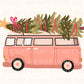 DTF Transfers, Ready to Press, T-shirt Transfers, Heat Transfer, Direct to Film, Watercolor, Tree, Groovy, Girlie, Retro Pink Christmas Van
