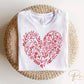 Valentine's Day, DTF Transfers, Ready to Press, T-shirt Transfers, Heat Transfer, Direct to Film, Cold Peel, Love, Romance, Red Floral Heart