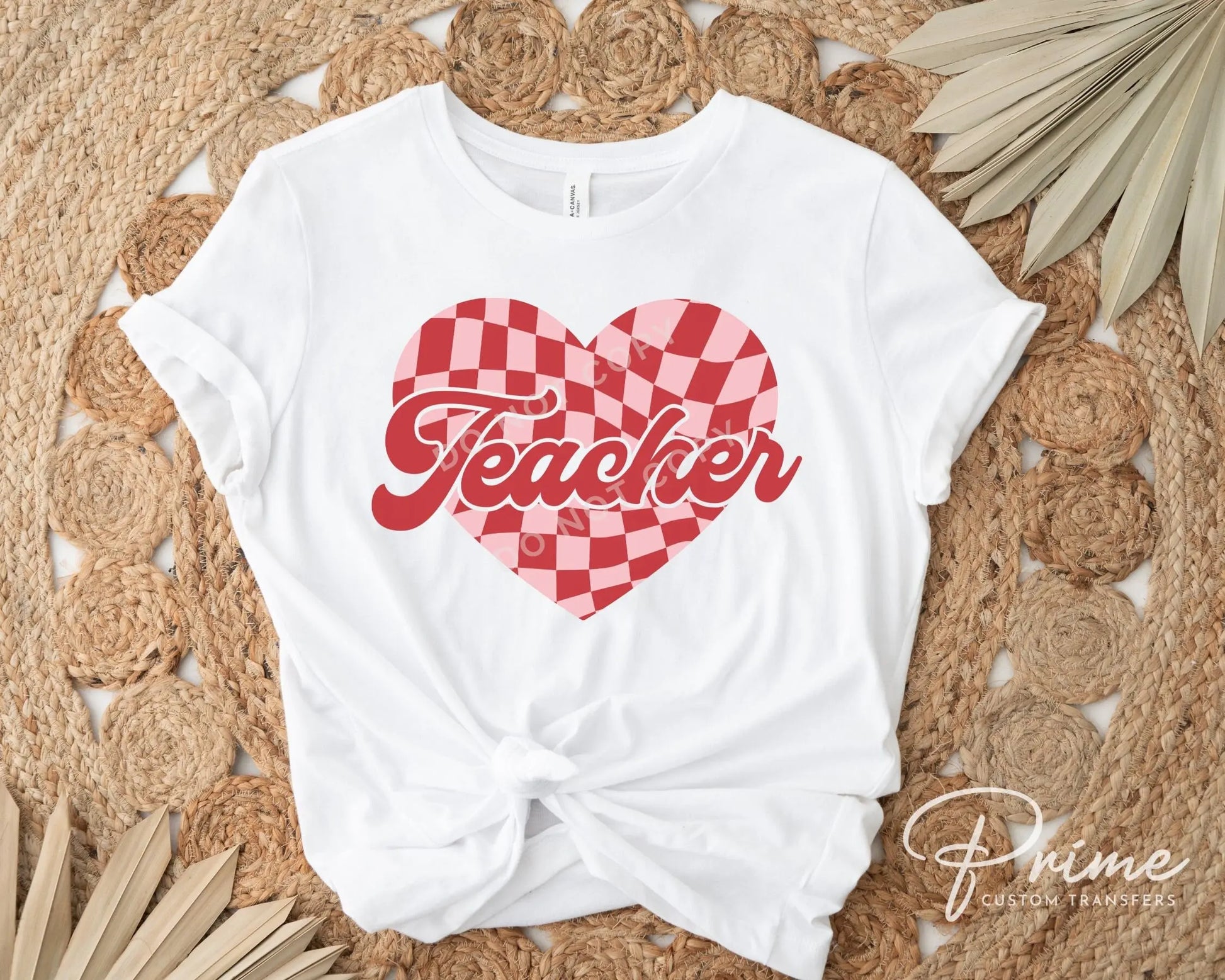 DTF Transfers, Ready to Press, T-shirt Transfers, Heat Transfer, Direct to Film, Valentine’s Day, Cold Peel, Gift, Teacher Checkered Heart