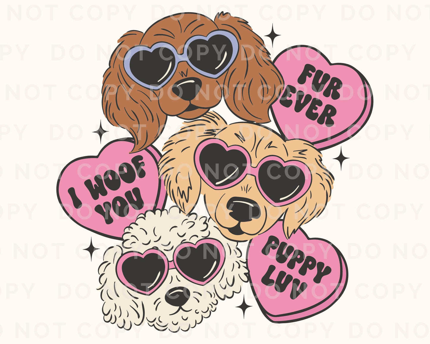 Dog DTF Transfers, Ready to Press, T-shirt Transfers, Heat Transfer, Direct to Film, Valentines Day, Dogs Mama, Pet, Hearts, Puppy Love