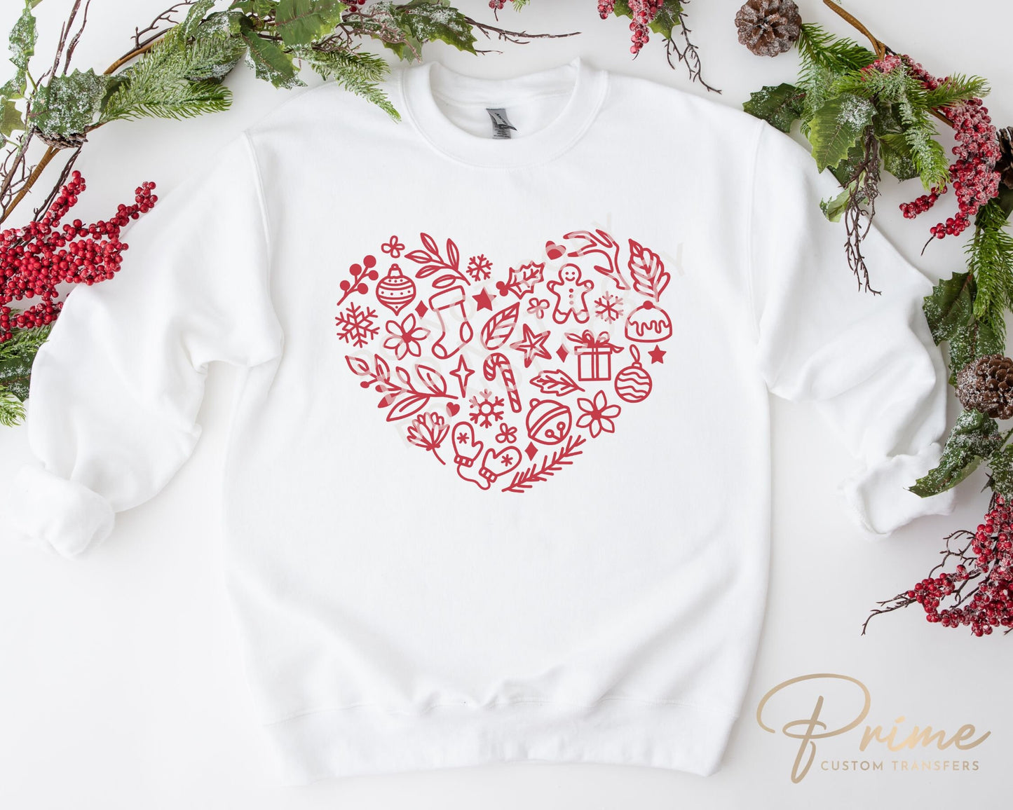 DTF Transfers, Ready to Press, T-shirt Transfers, Heat Transfer, Direct to Film, Love, Snowflake, Gingerbread, Red Christmas Heart Collage