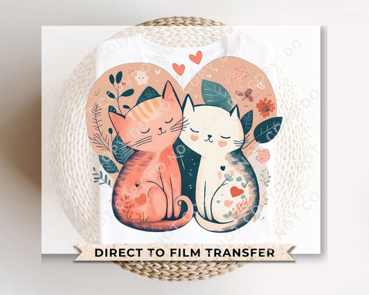 DTF Transfers, Ready to Press, T-shirt Transfers, Heat Transfer, Direct to Film, Cold Peel, Heart, Flowers, Valentine’s Day, Love Kittens