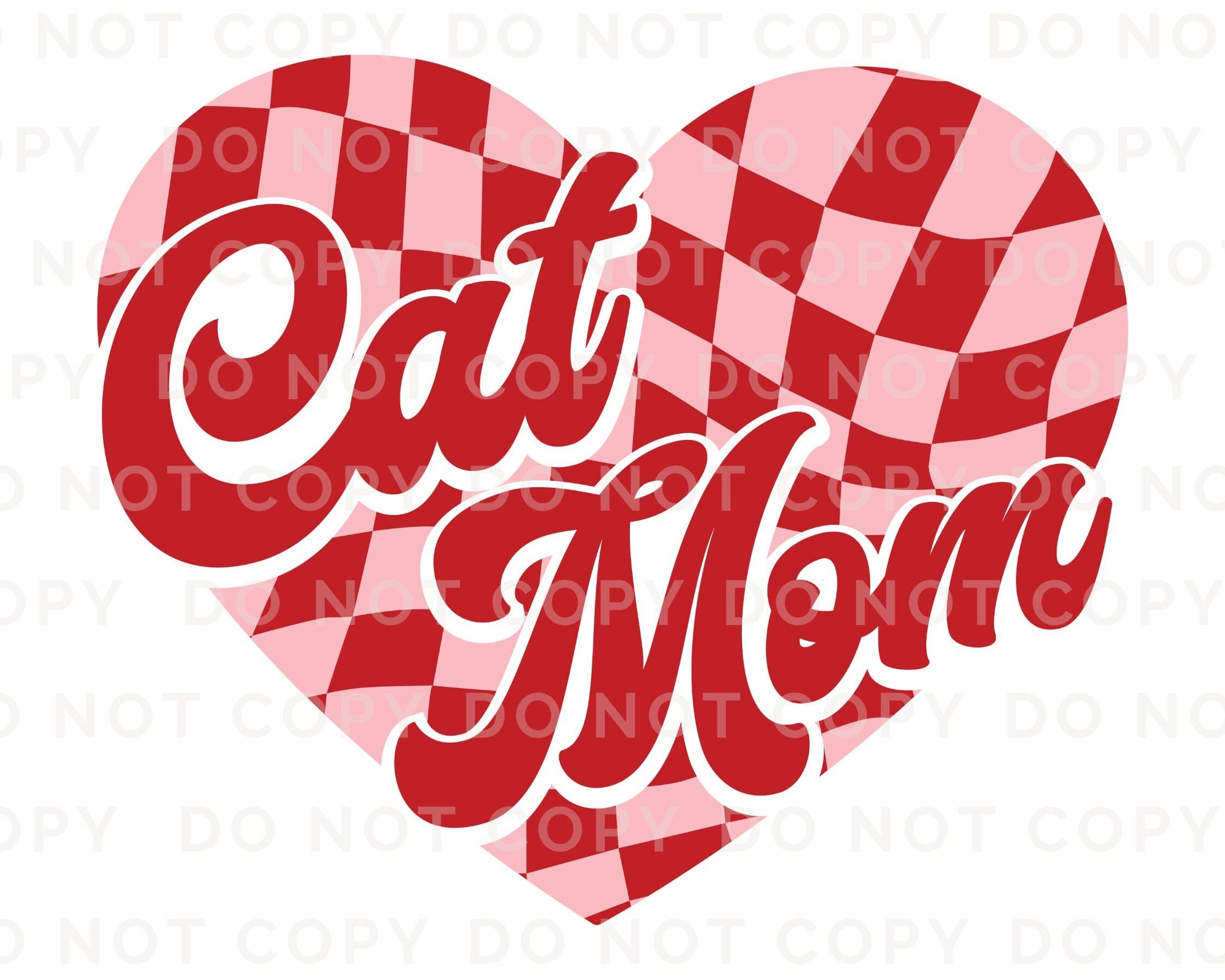 DTF Transfers, Ready to Press, T-shirt Transfers, Heat Transfer, Direct to Film, Cold Peel, Pets, Valentine's Day, Checkered Heart Cat Mom