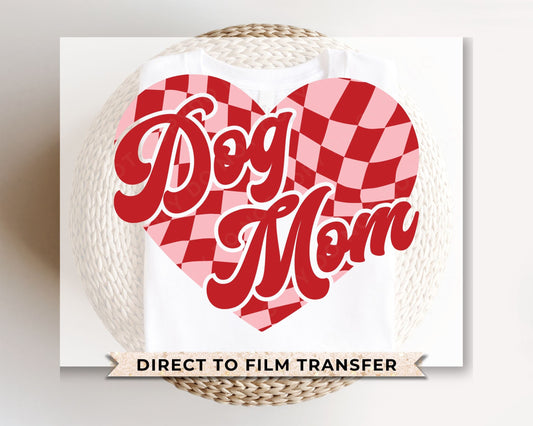 DTF Transfers, Ready to Press, T-shirt Transfers, Heat Transfer, Direct to Film, Cold Peel, Pets, Valentine's Day, Checkered Heart Dog Mom