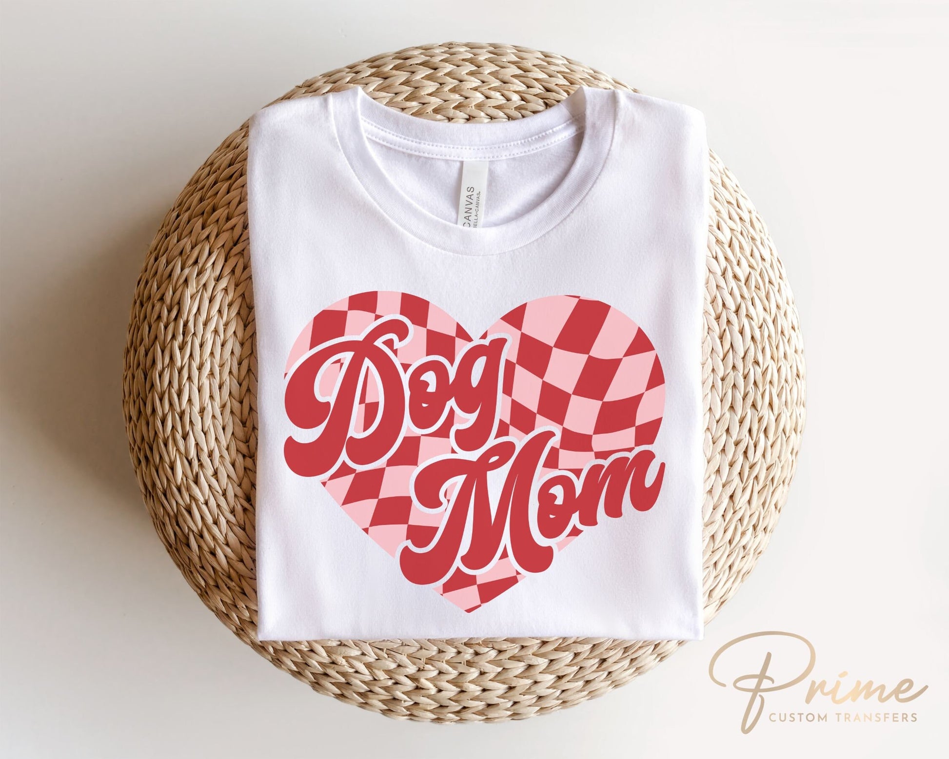 DTF Transfers, Ready to Press, T-shirt Transfers, Heat Transfer, Direct to Film, Cold Peel, Pets, Valentine's Day, Checkered Heart Dog Mom