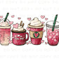 DTF Transfers, Ready to Press, T-shirt Transfers, Heat Transfer, Direct to Film, Cold Peel, Valentine's Day, Hearts, Latte, Coffee Lover