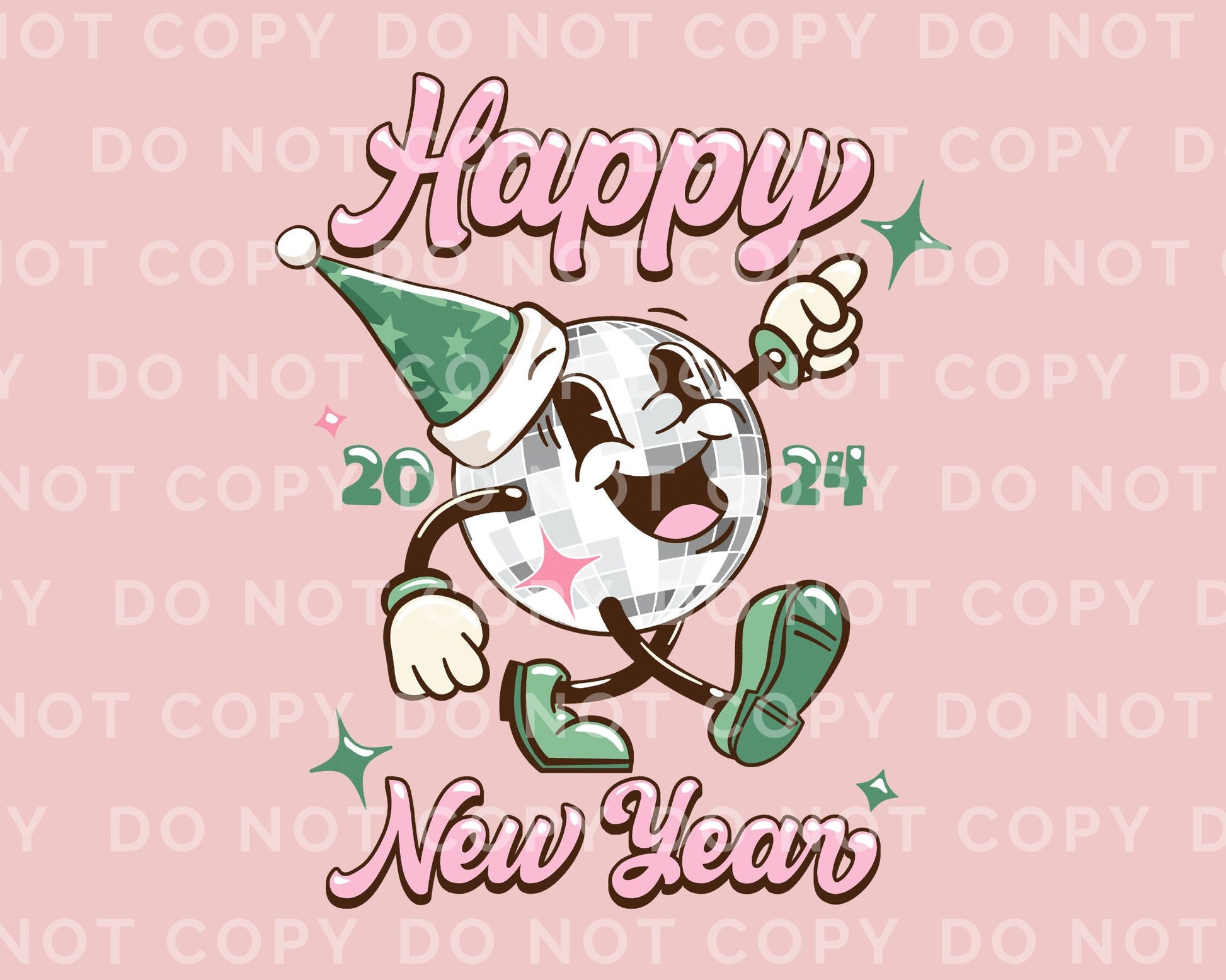 DTF Transfers, Ready to Press, T-shirt Transfers, Heat Transfer, Direct to Film, Holiday, Party, 2024, Retro Happy New Year