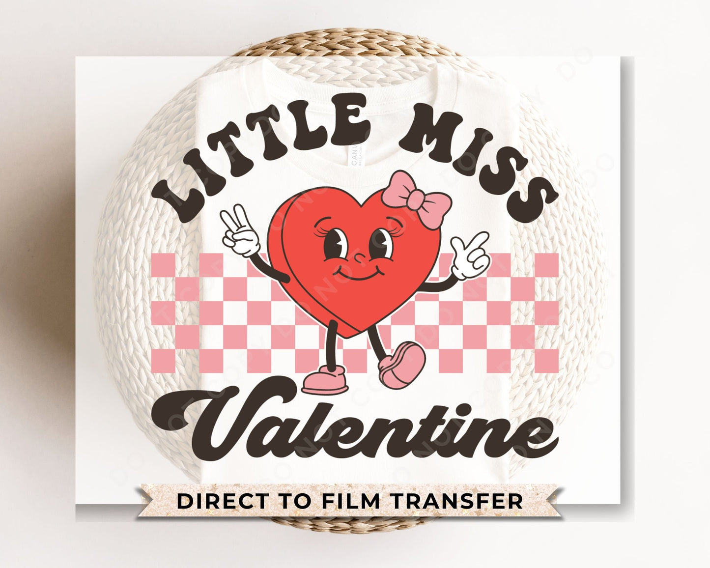 DTF Transfers, Ready to Press, T-shirt Transfers, Heat Transfer, Direct to Film, Valentine's Day, Retro, Cute, Girl, Little Miss Valentine